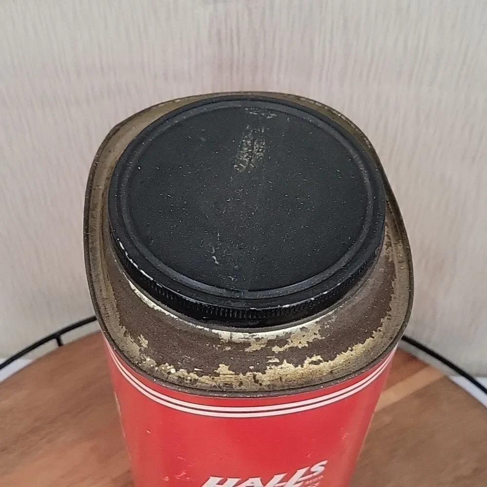 Halls Majestic Sour Lemons Vintage Advertising Tin Can Farmhouse Decor